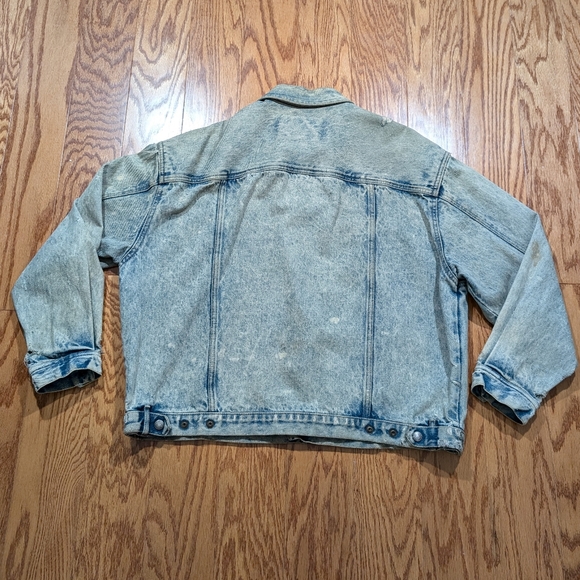 Vtg 90s CALVIN Calvin Klein Denim Jean Jacket Size L Acid Wash Distressed Grunge - Picture 2 of 6